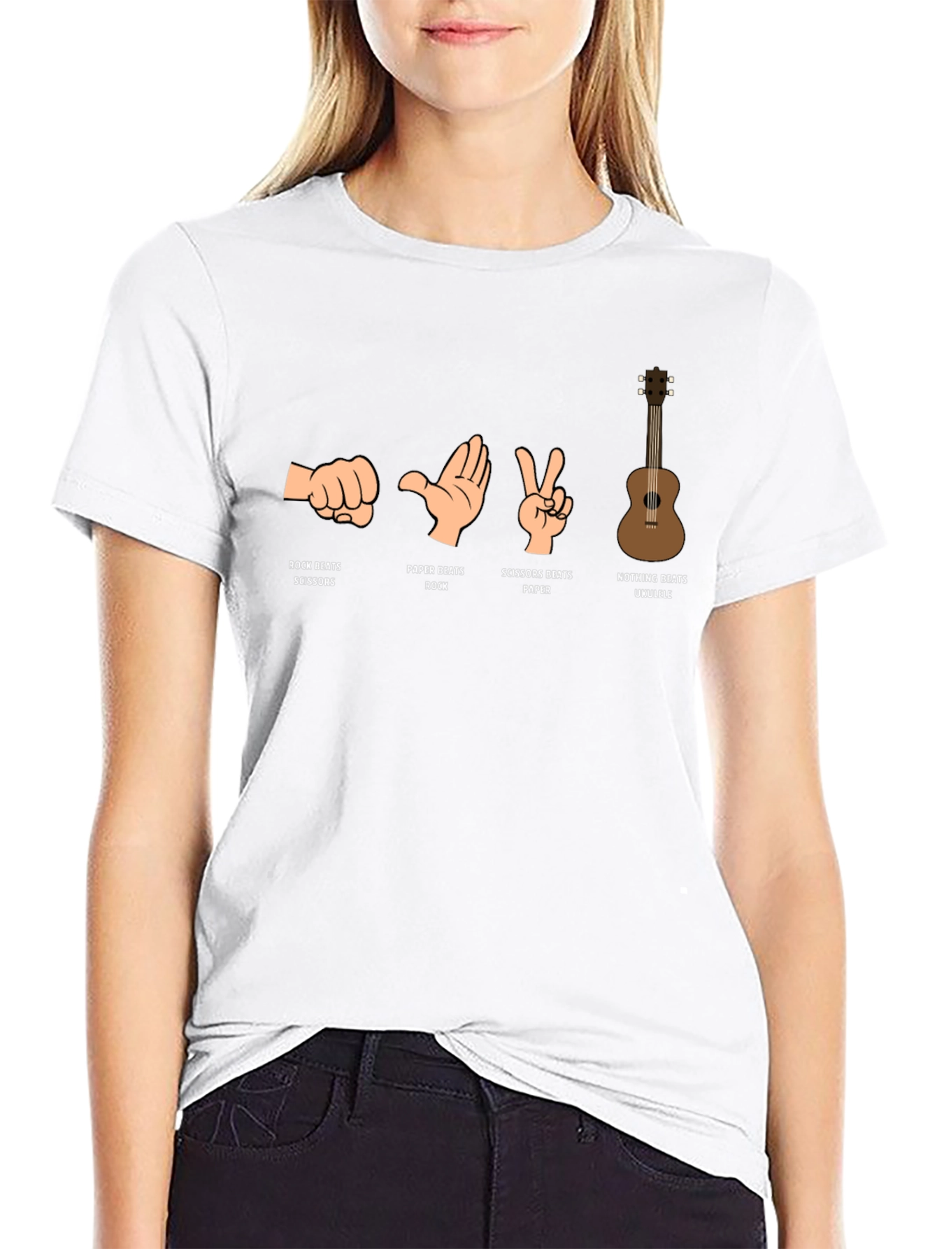 Rock Paper Scissors Ukulele Graphic T-Shirt