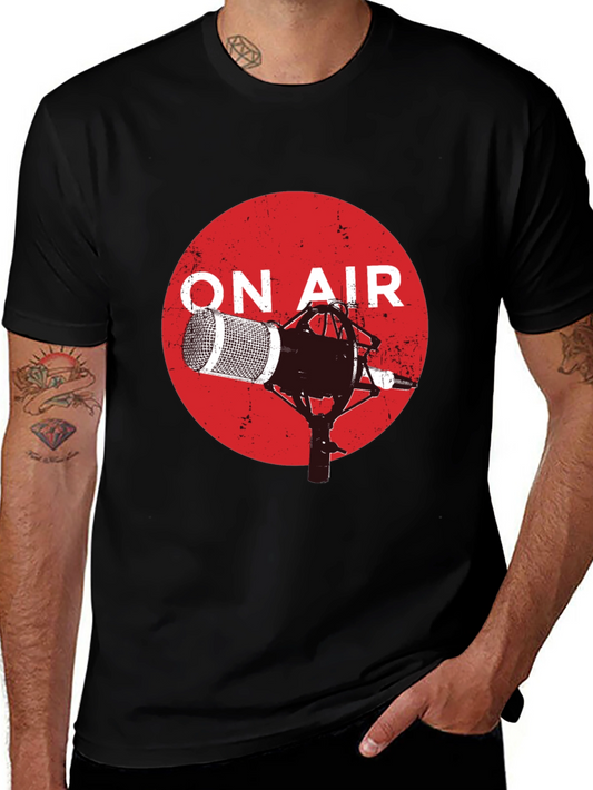 On Air Microphone Graphic Black T-Shirt
