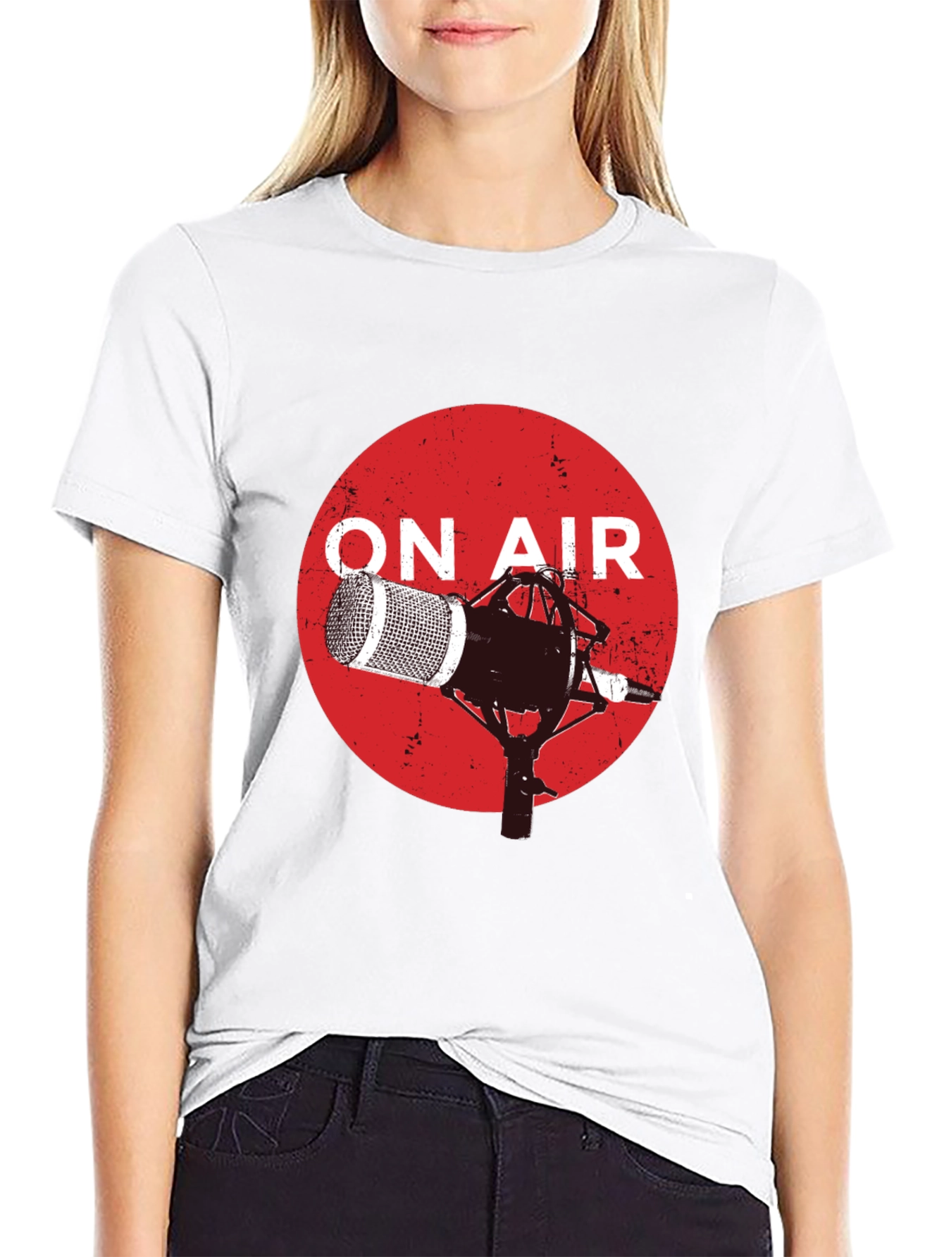 On Air Microphone Graphic Black T-Shirt