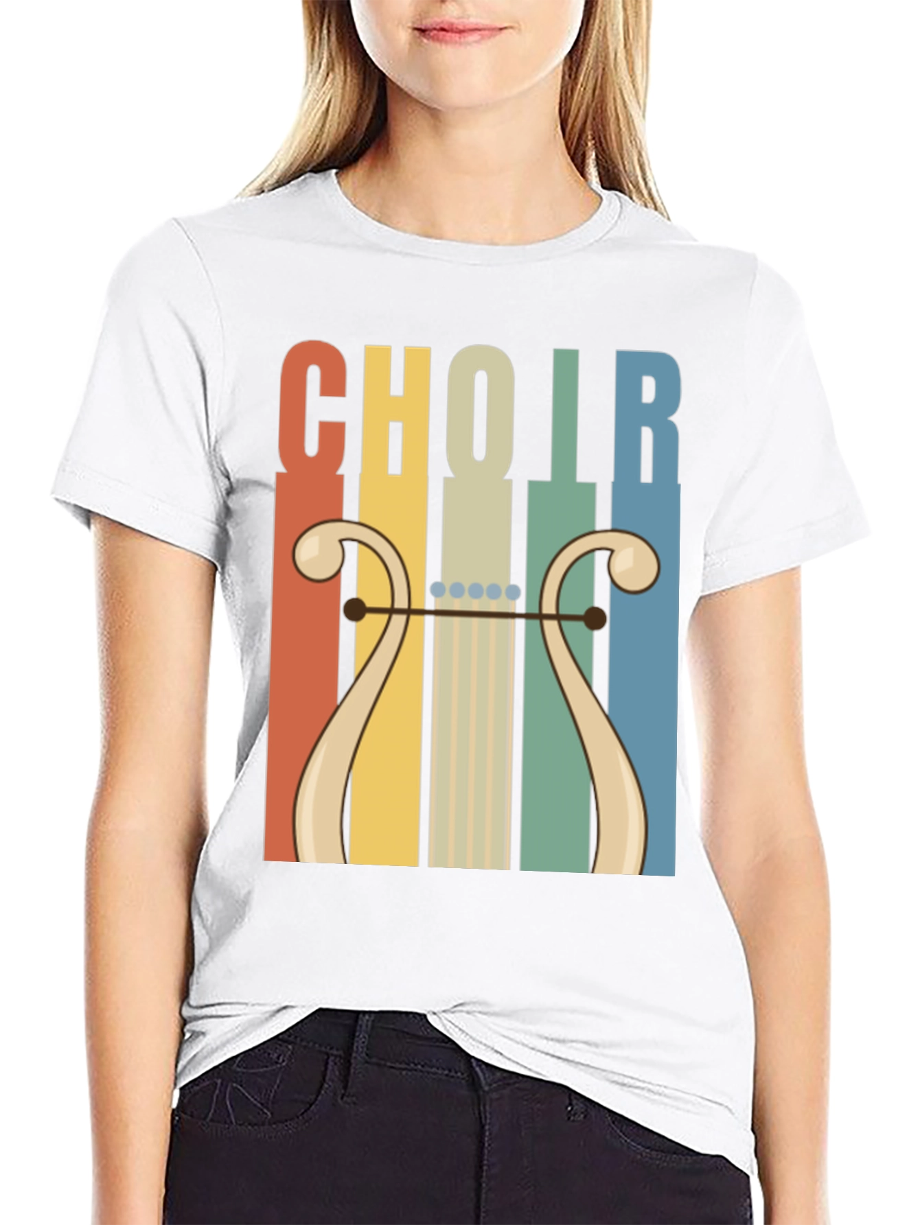 Retro Choir Lyre Graphic Tee - Music Lovers T-Shirt