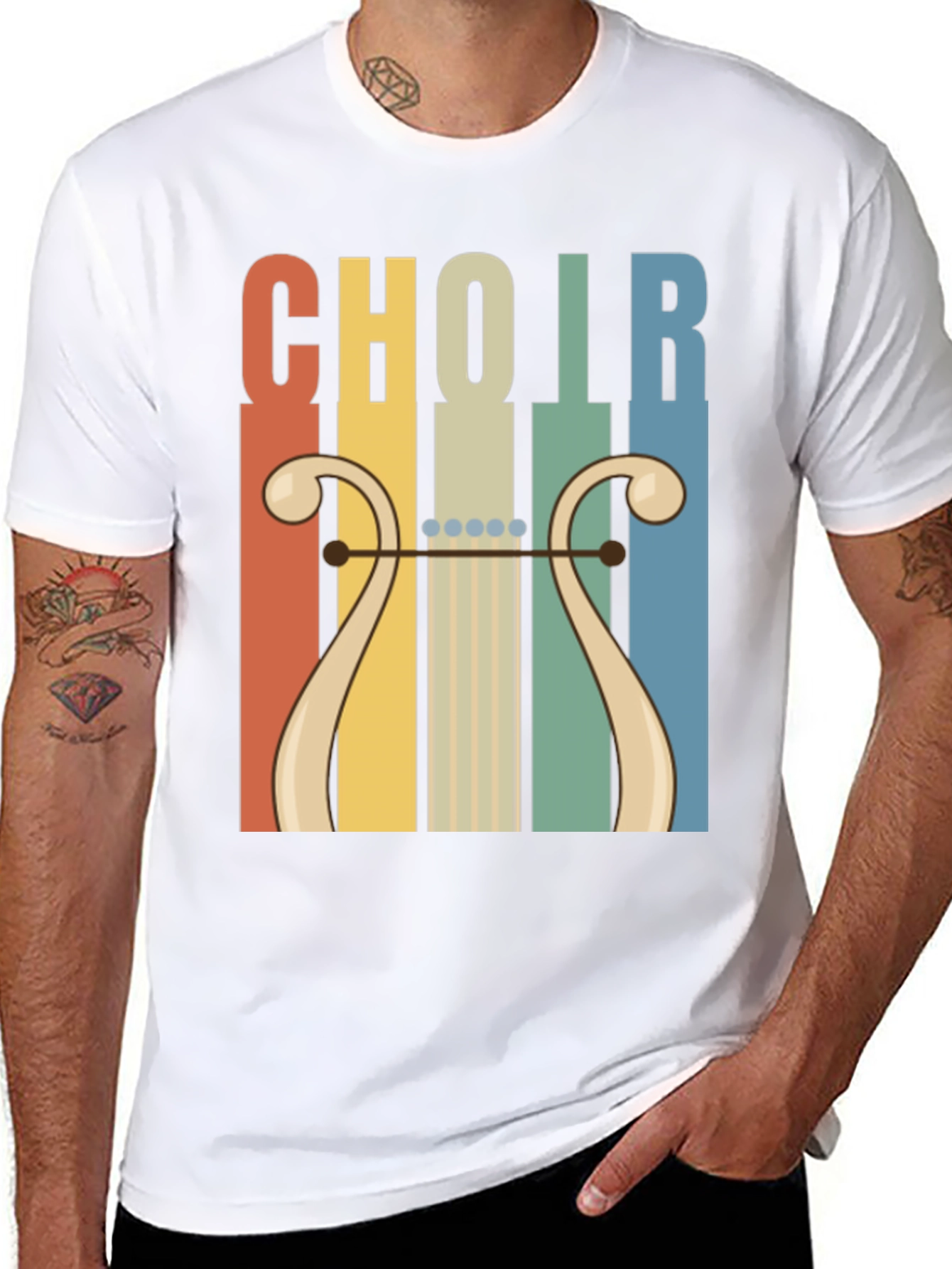 Retro Choir Lyre Graphic Tee - Music Lovers T-Shirt