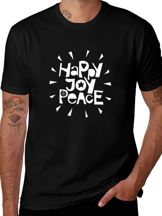 Happy Joy Peace Graphic Tee - Black Unisex Shirt