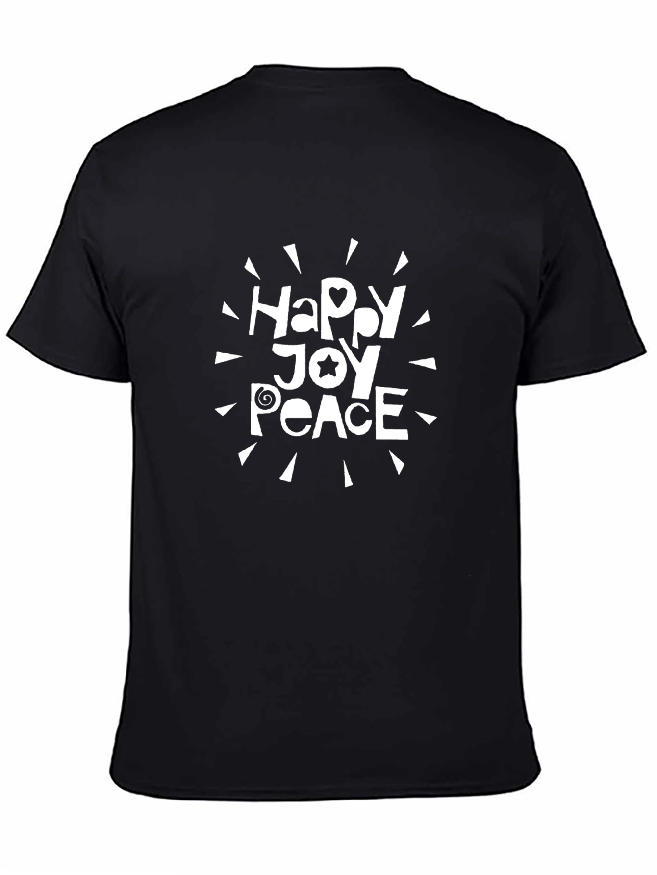 Happy Joy Peace Graphic Tee - Black Unisex Shirt