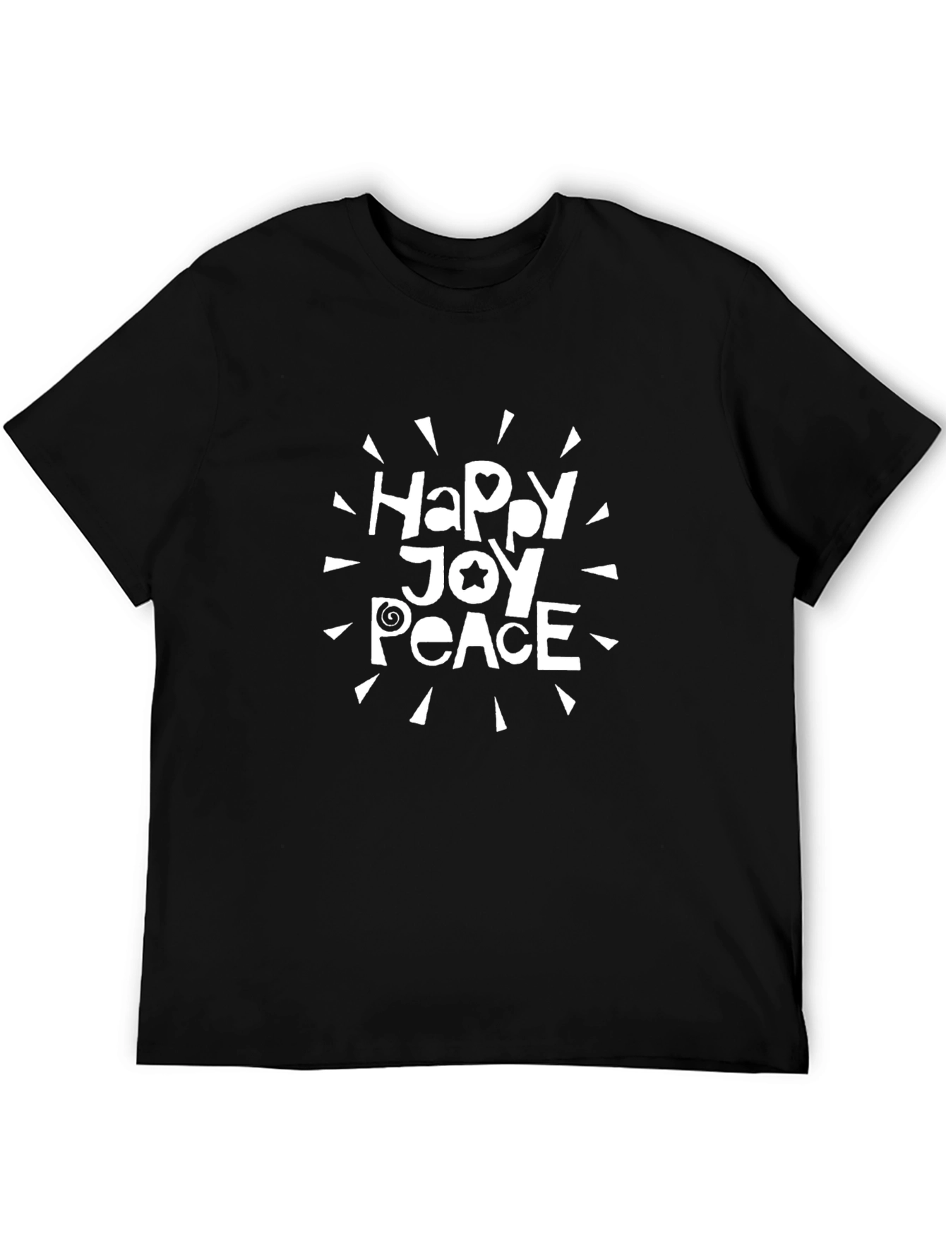 Happy Joy Peace Graphic Tee - Black Unisex Shirt