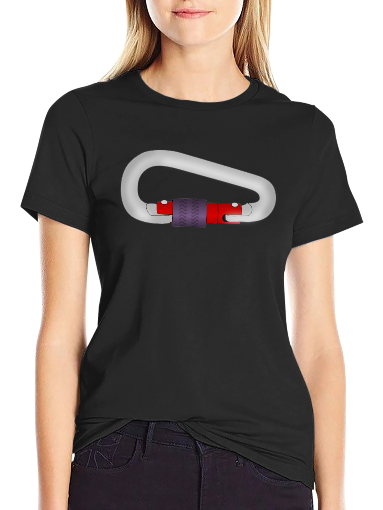 Black T-Shirt with Carabiner Graphic
