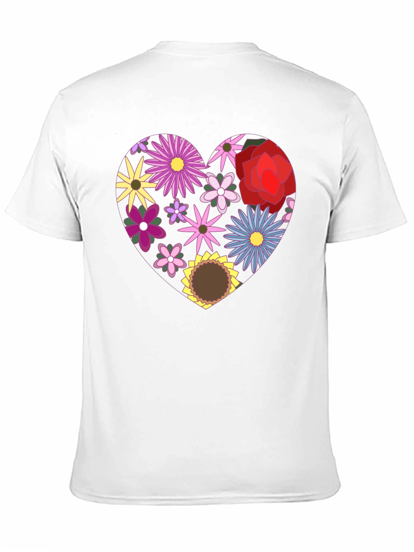 Floral Heart Graphic Black T-Shirt