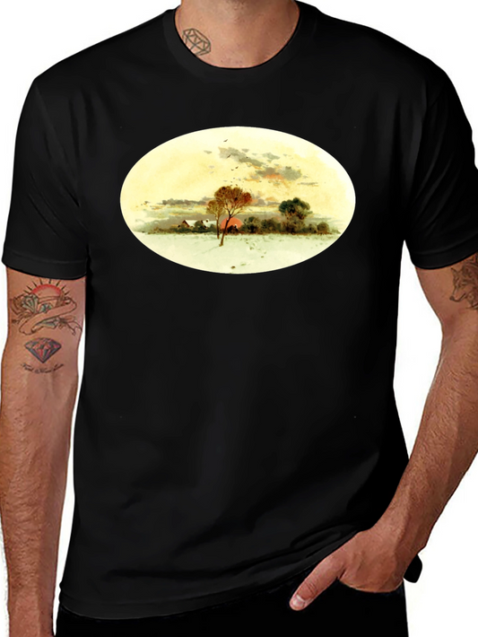 Winter Landscape Graphic Black T-Shirt