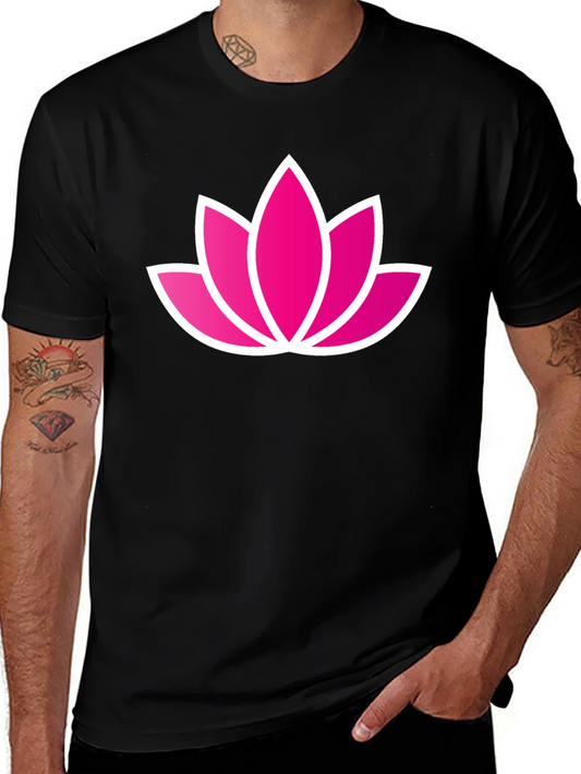 Lotus Flower Graphic Black T-Shirt