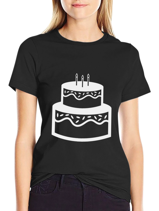 Cake Graphic Black T-Shirt Birthday Party Tee