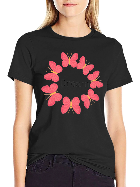 Dream Butterfly Graphic Tee - Stylish Black T-Shirt