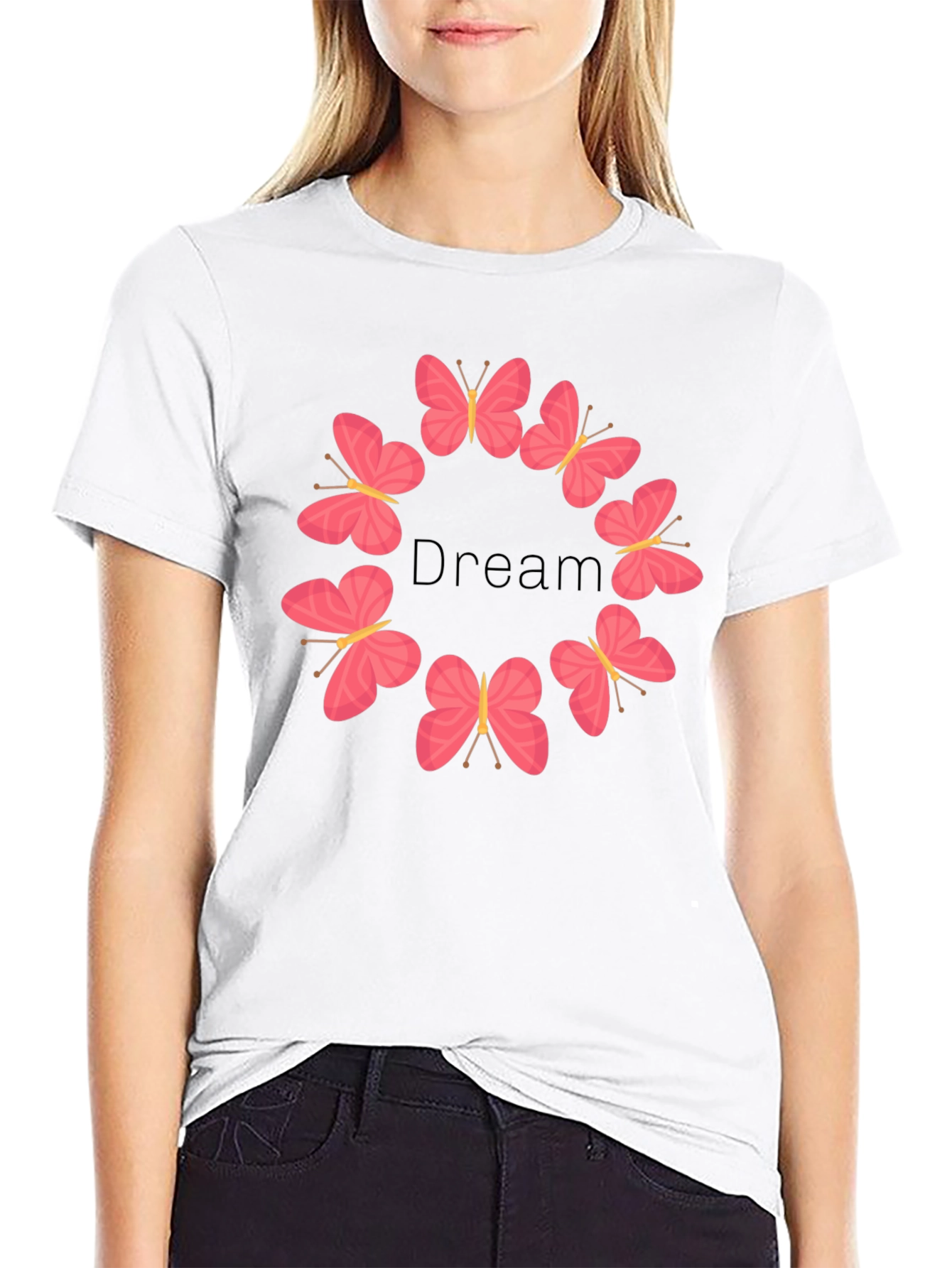 Dream Butterfly Graphic Tee - Stylish Black T-Shirt