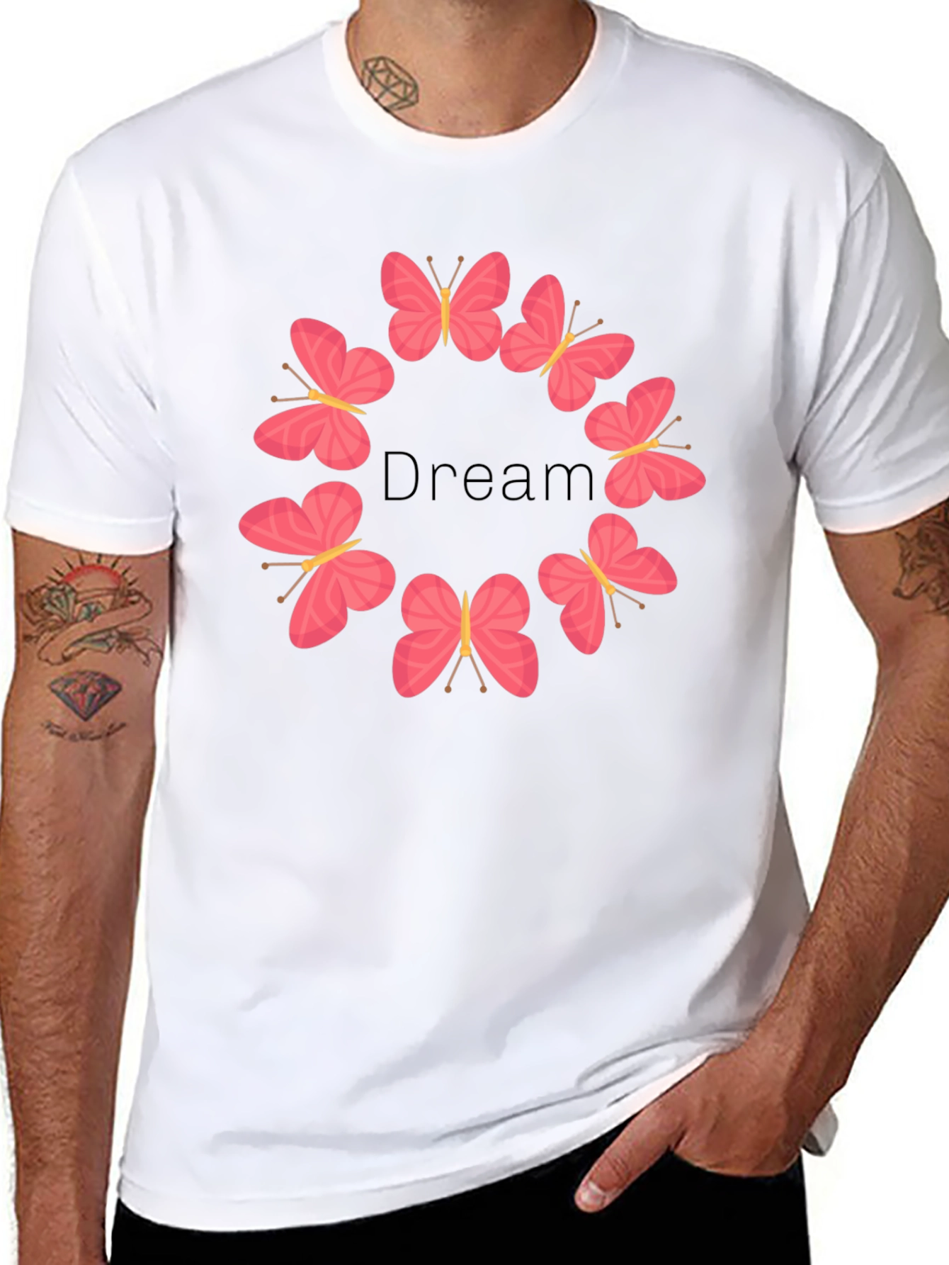 Dream Butterfly Graphic Tee - Stylish Black T-Shirt