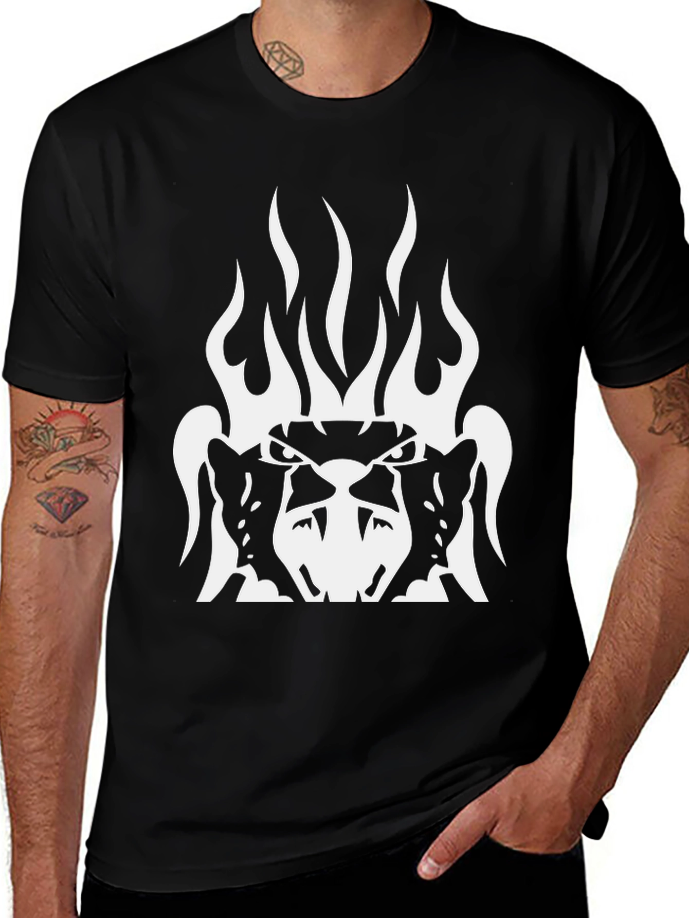Fiery Beast Graphic Tee - Black