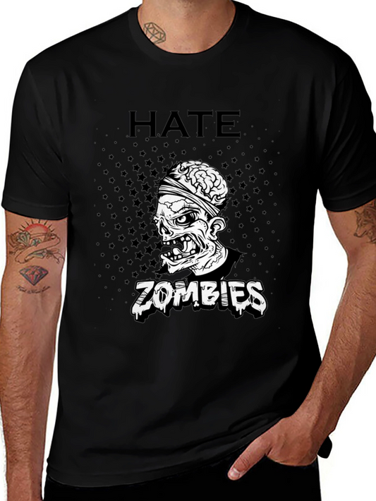 Hate Zombies Graphic Tee - Black Cotton T-Shirt