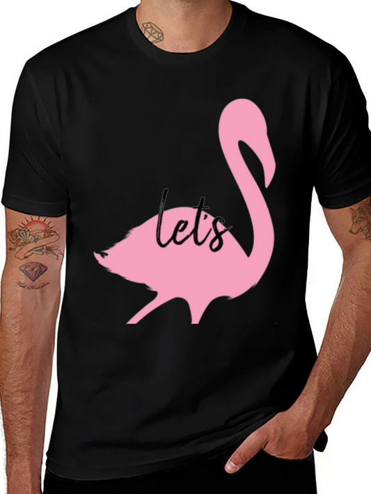 Pink Flamingo Graphic Black T-Shirt