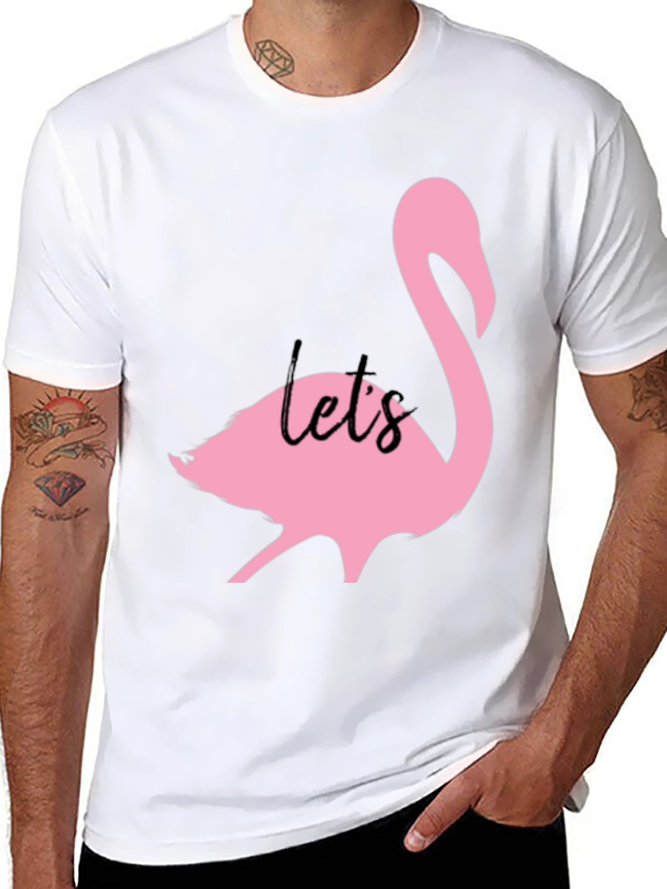 Pink Flamingo Graphic Black T-Shirt