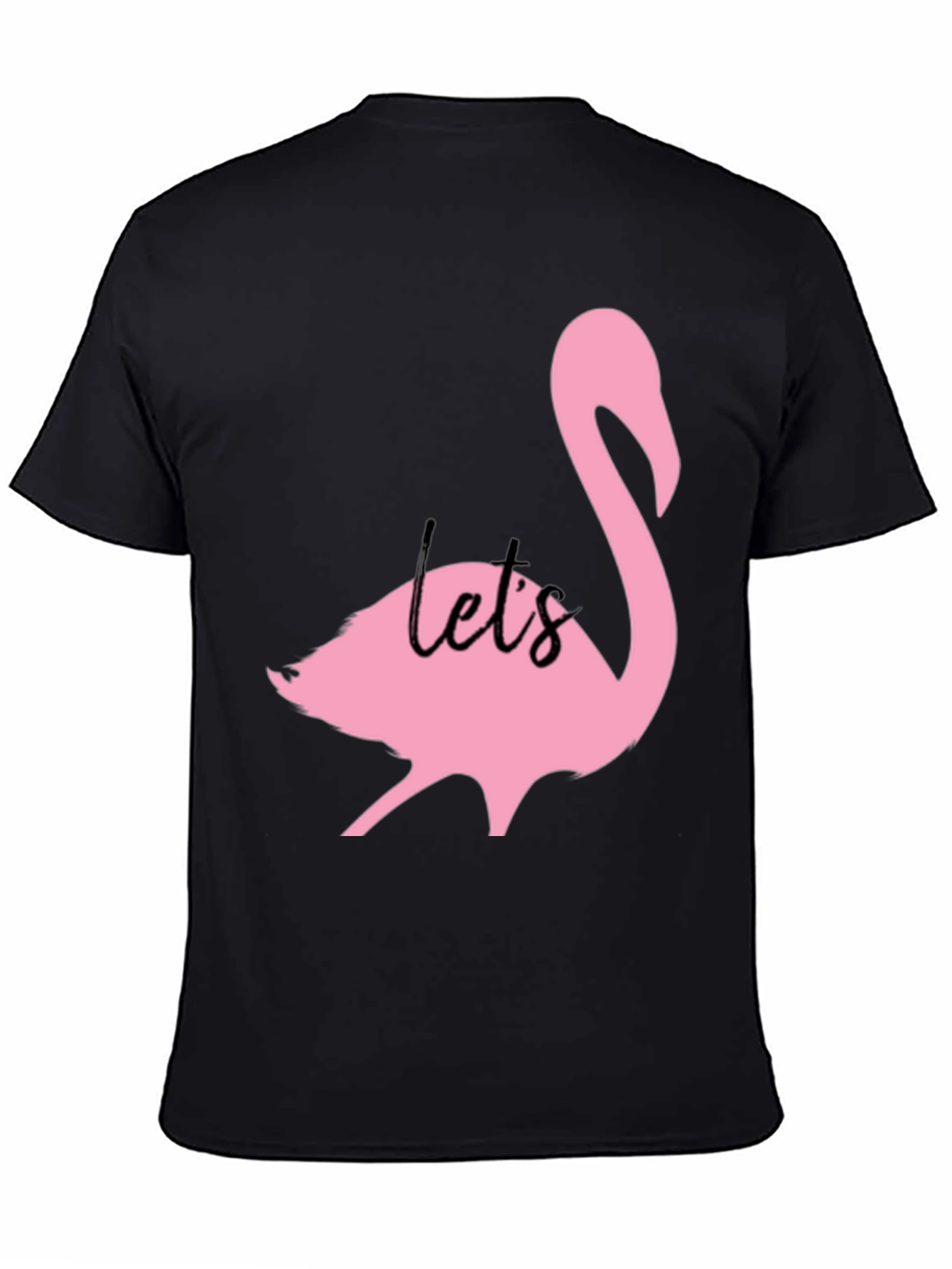 Pink Flamingo Graphic Black T-Shirt