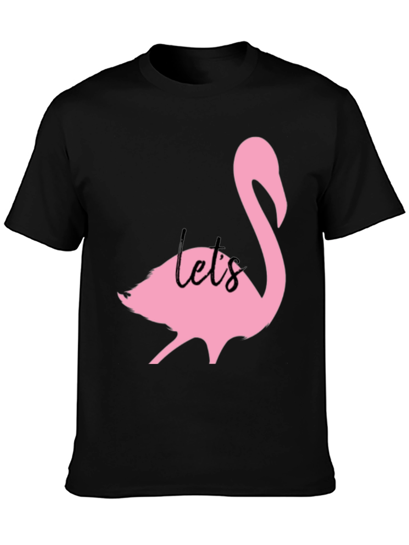 Pink Flamingo Graphic Black T-Shirt