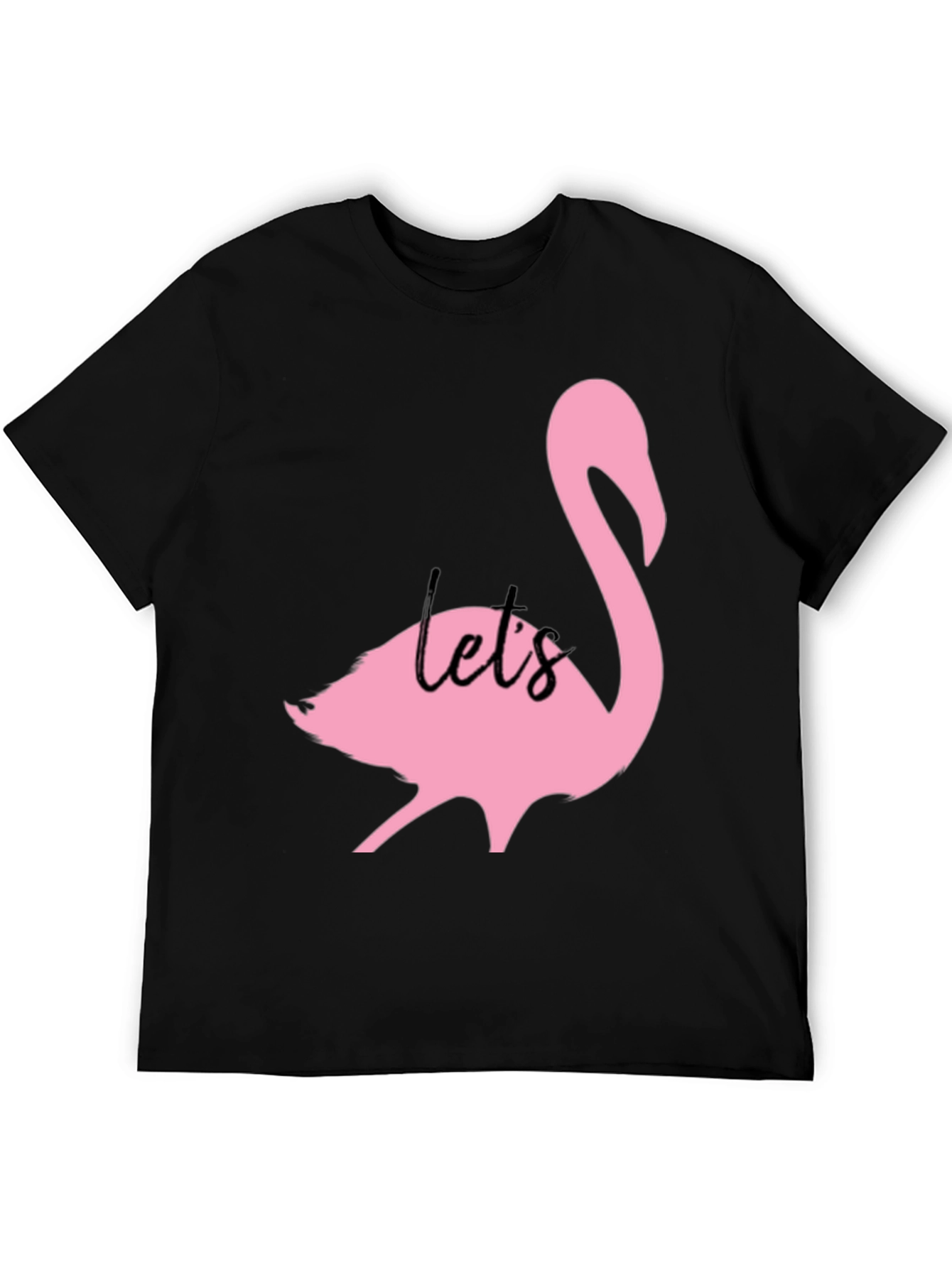 Pink Flamingo Graphic Black T-Shirt