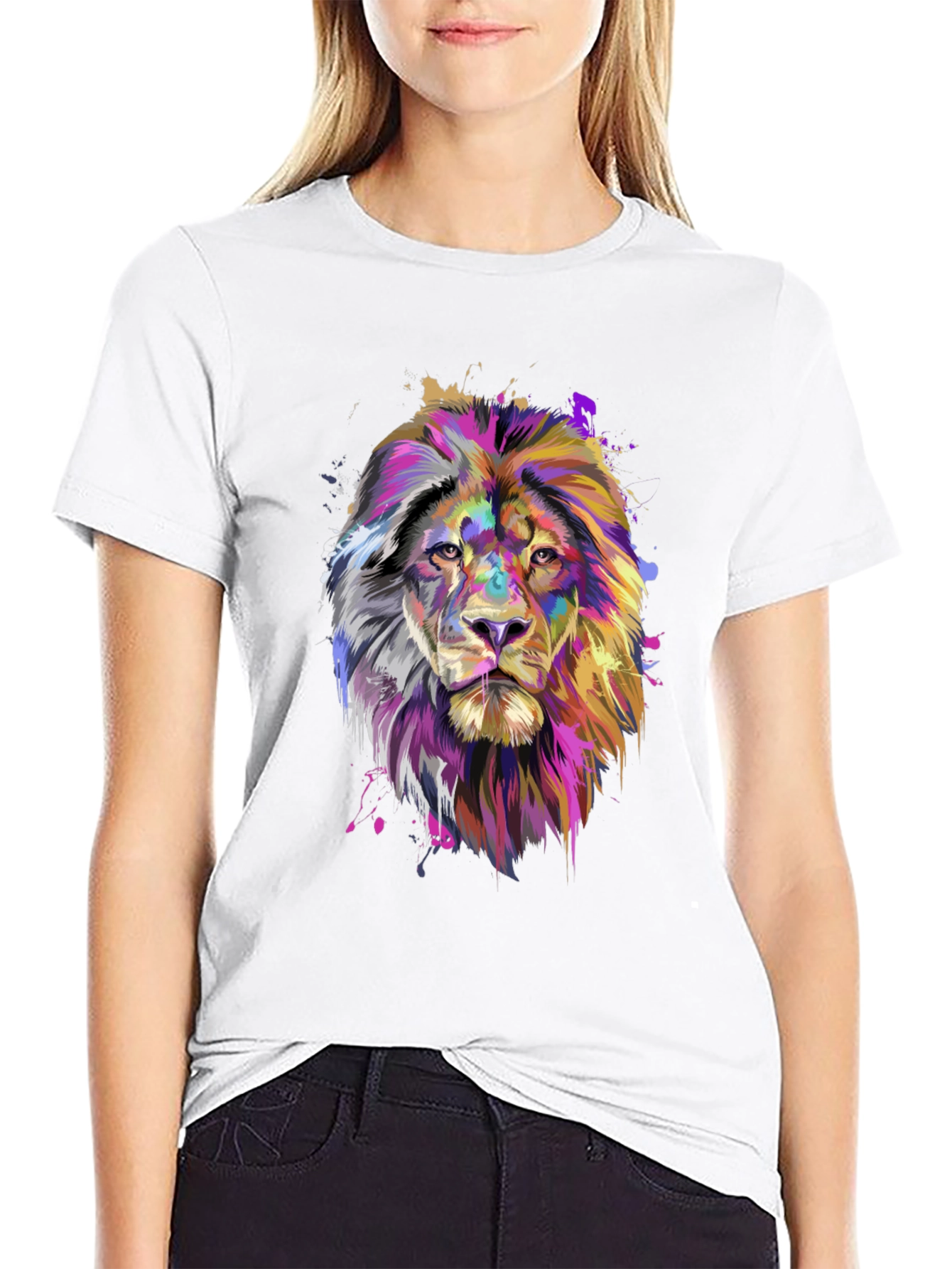 Lion Graphic Print Black T-Shirt