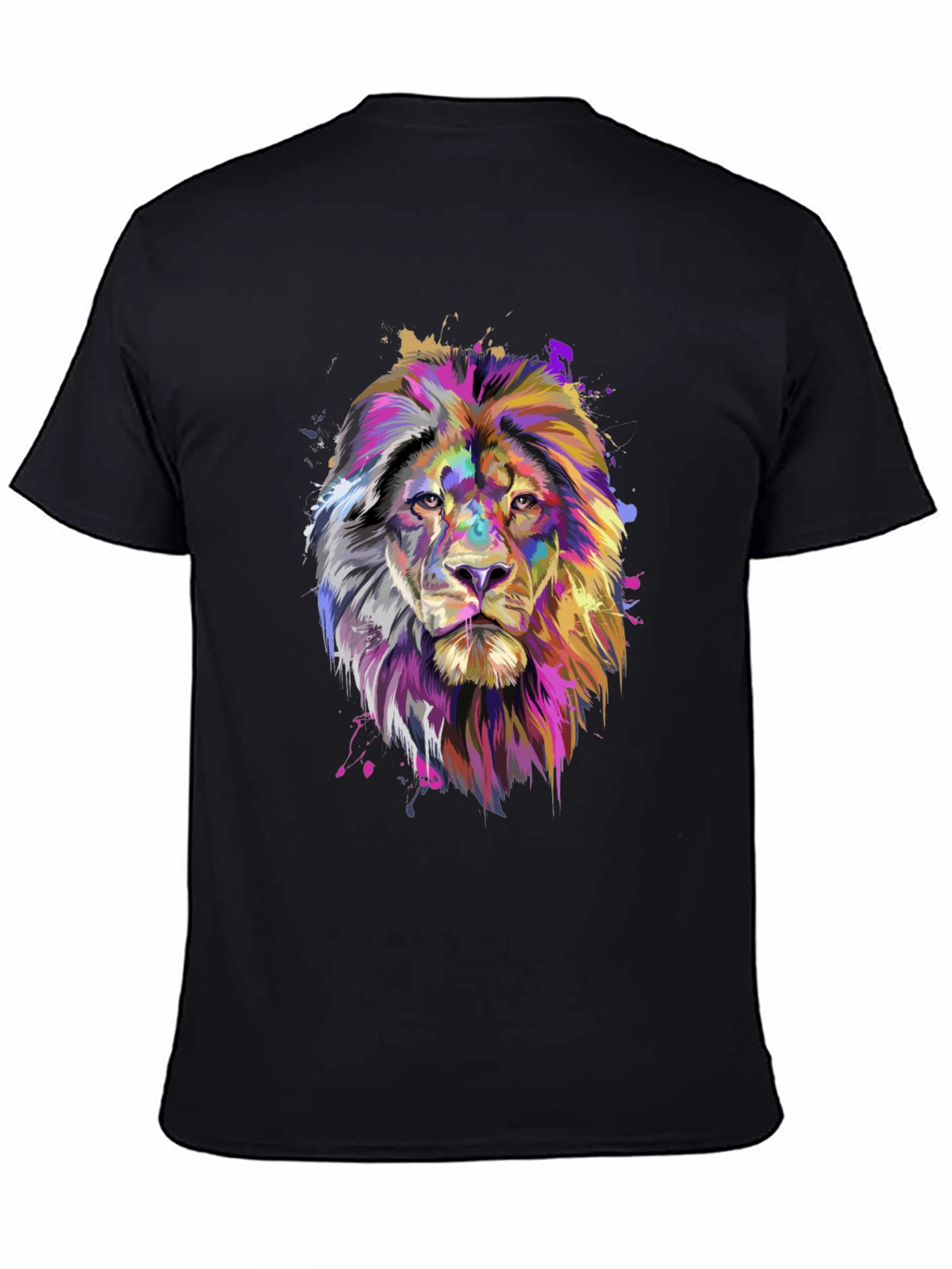 Lion Graphic Print Black T-Shirt