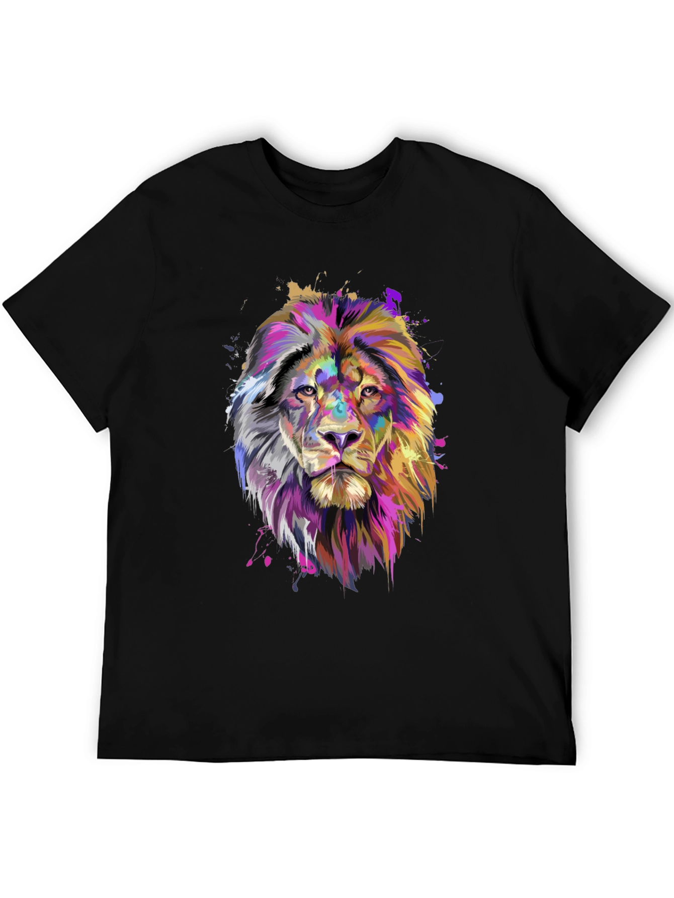 Lion Graphic Print Black T-Shirt