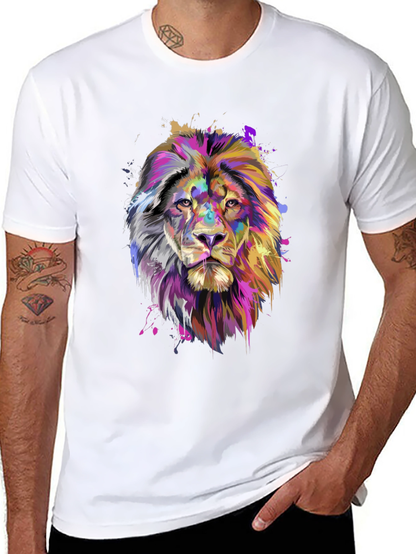 Lion Graphic Print Black T-Shirt