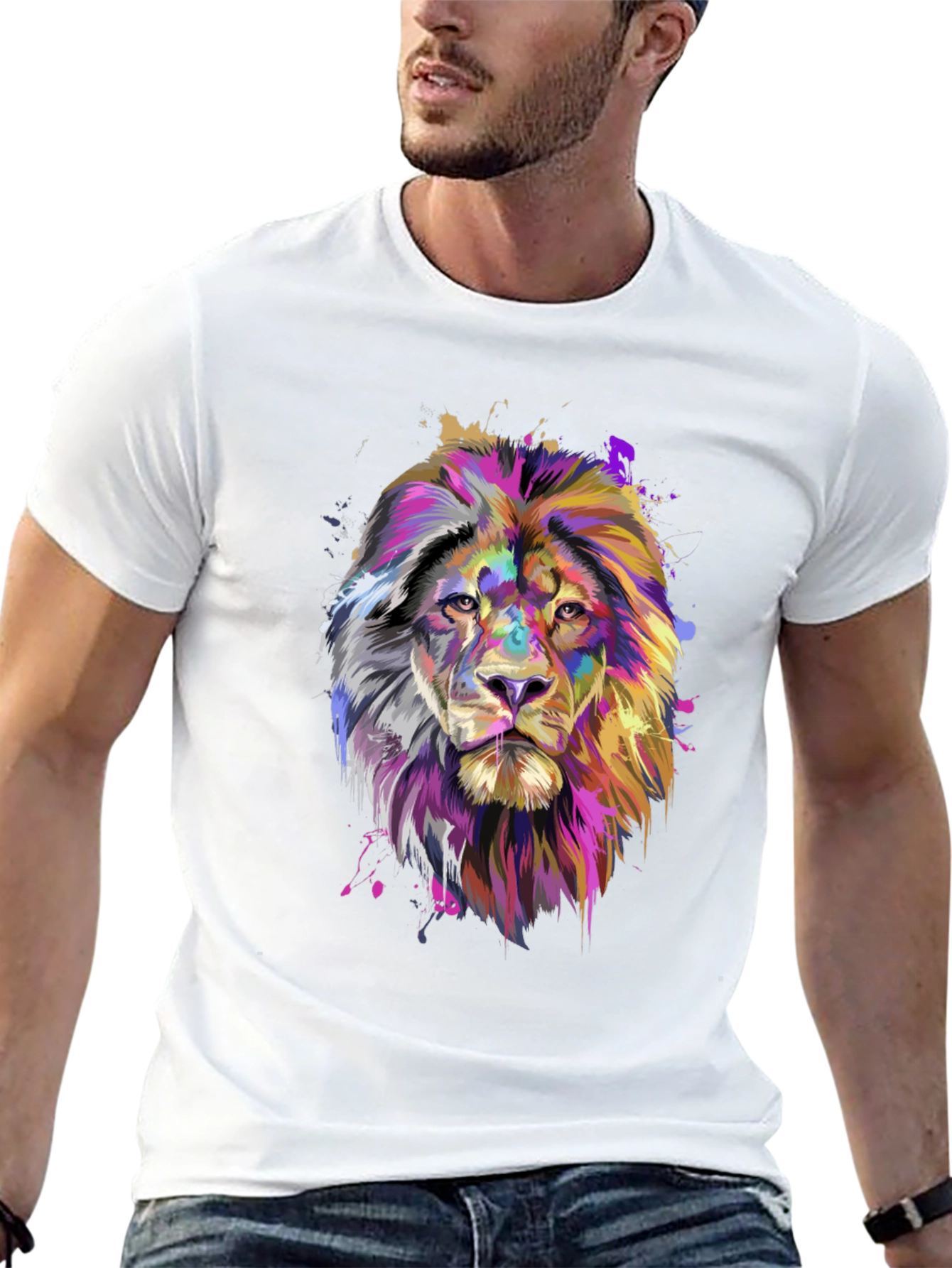 Lion Graphic Print Black T-Shirt
