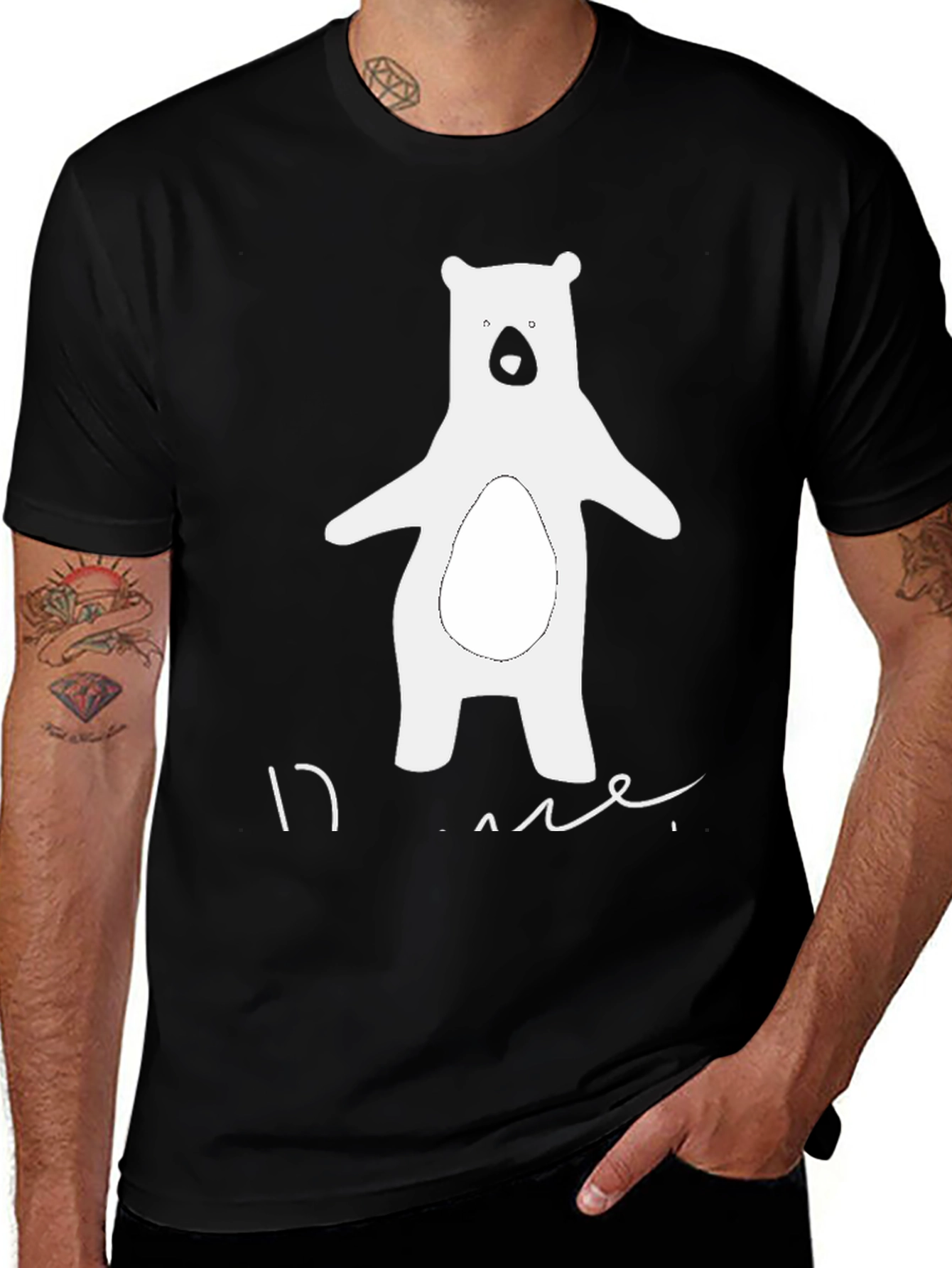 Bear Graphic Black T-Shirt - Casual Style
