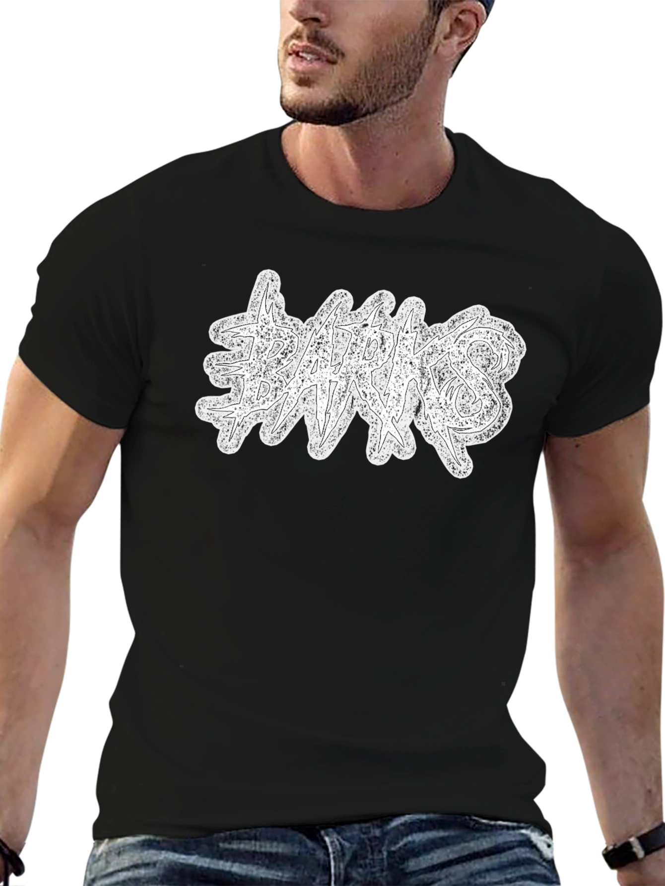 Graphic Print Black Crew Neck T-Shirt