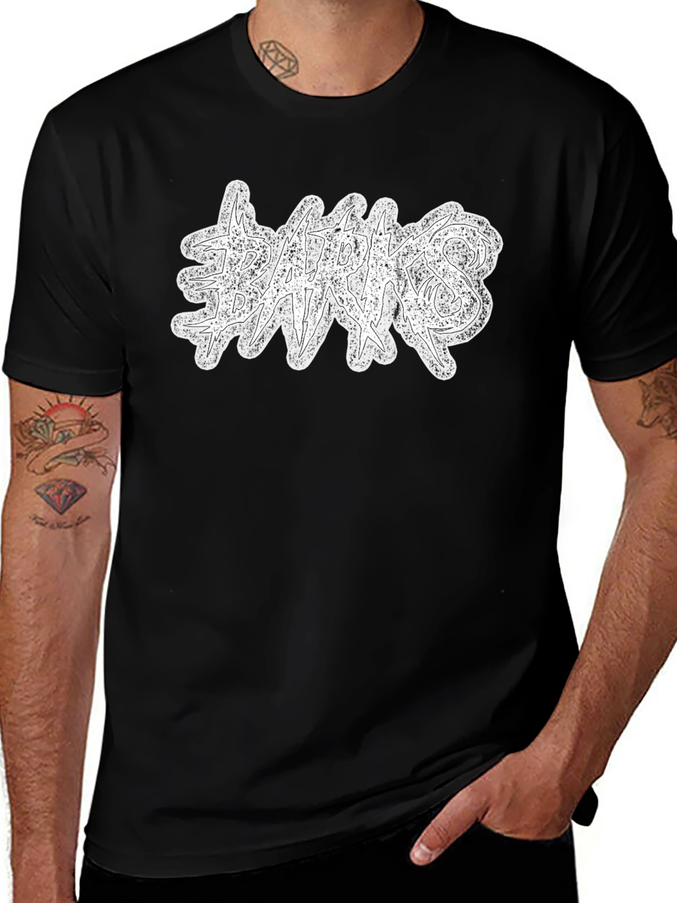 Graphic Print Black Crew Neck T-Shirt