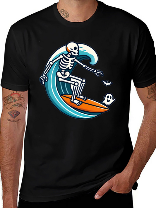 Skeleton Surfing Halloween T-Shirt
