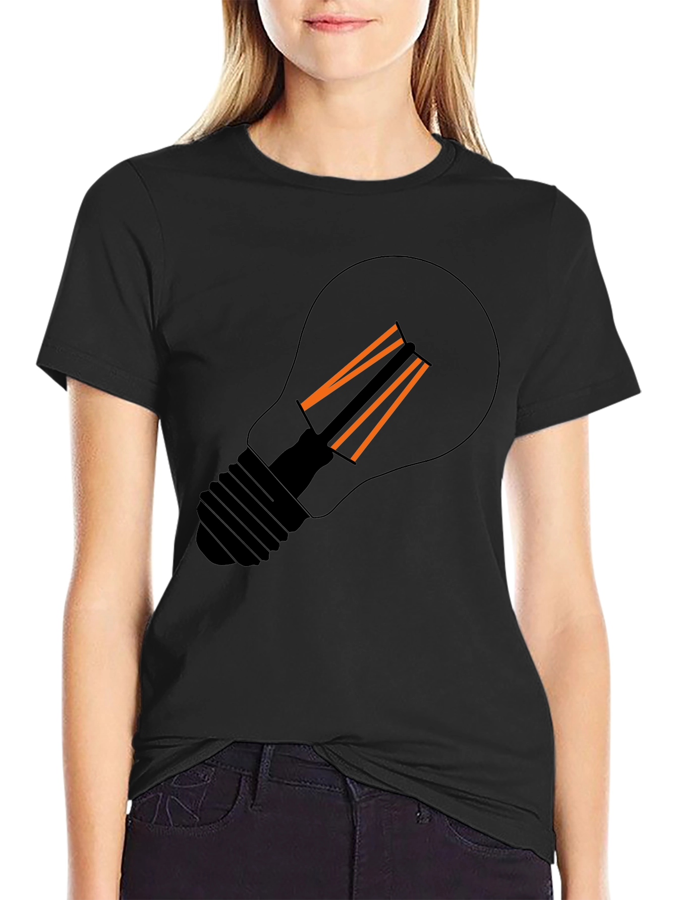Modern Light Bulb Graphic Tee - Black