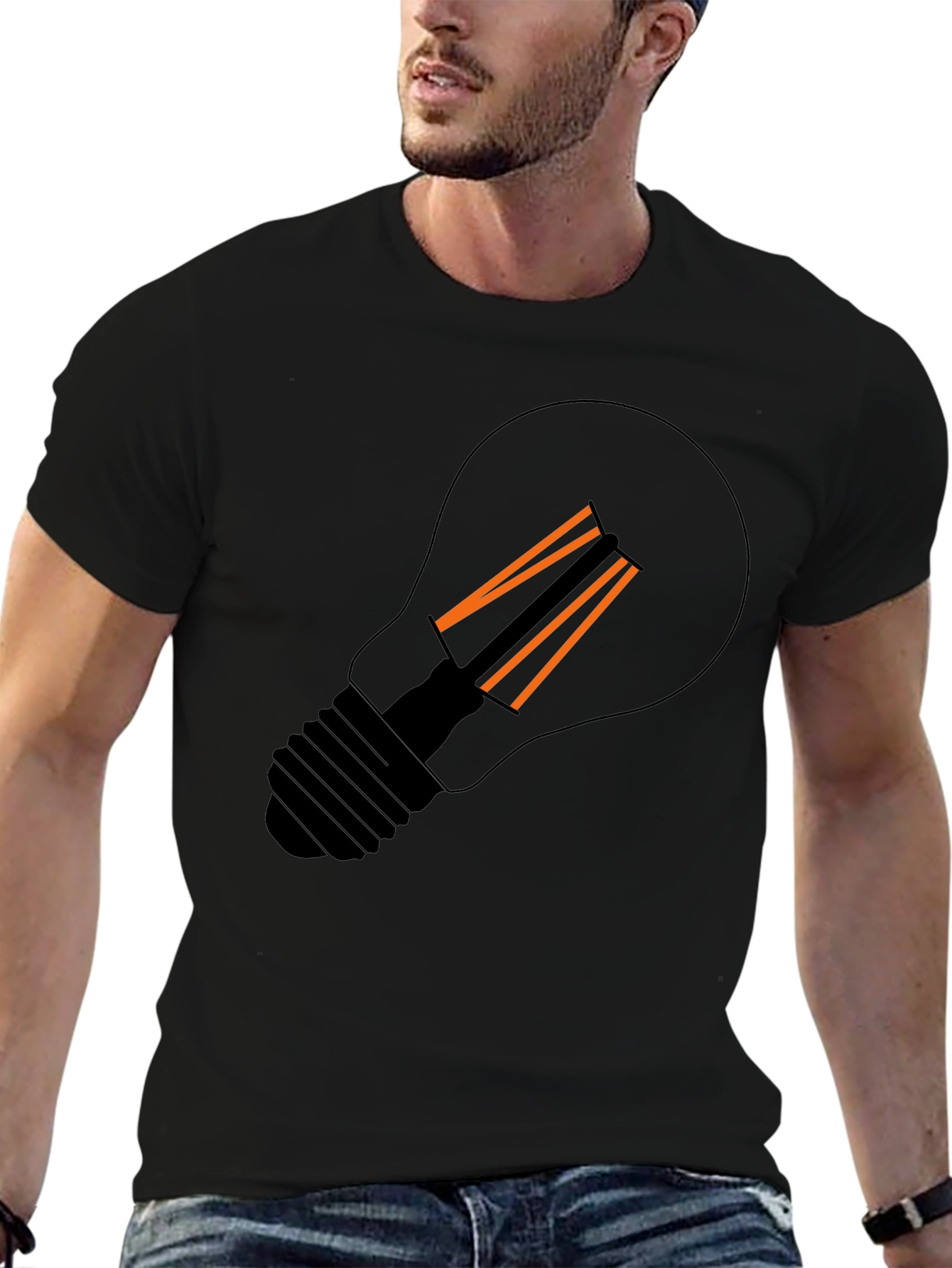 Modern Light Bulb Graphic Tee - Black
