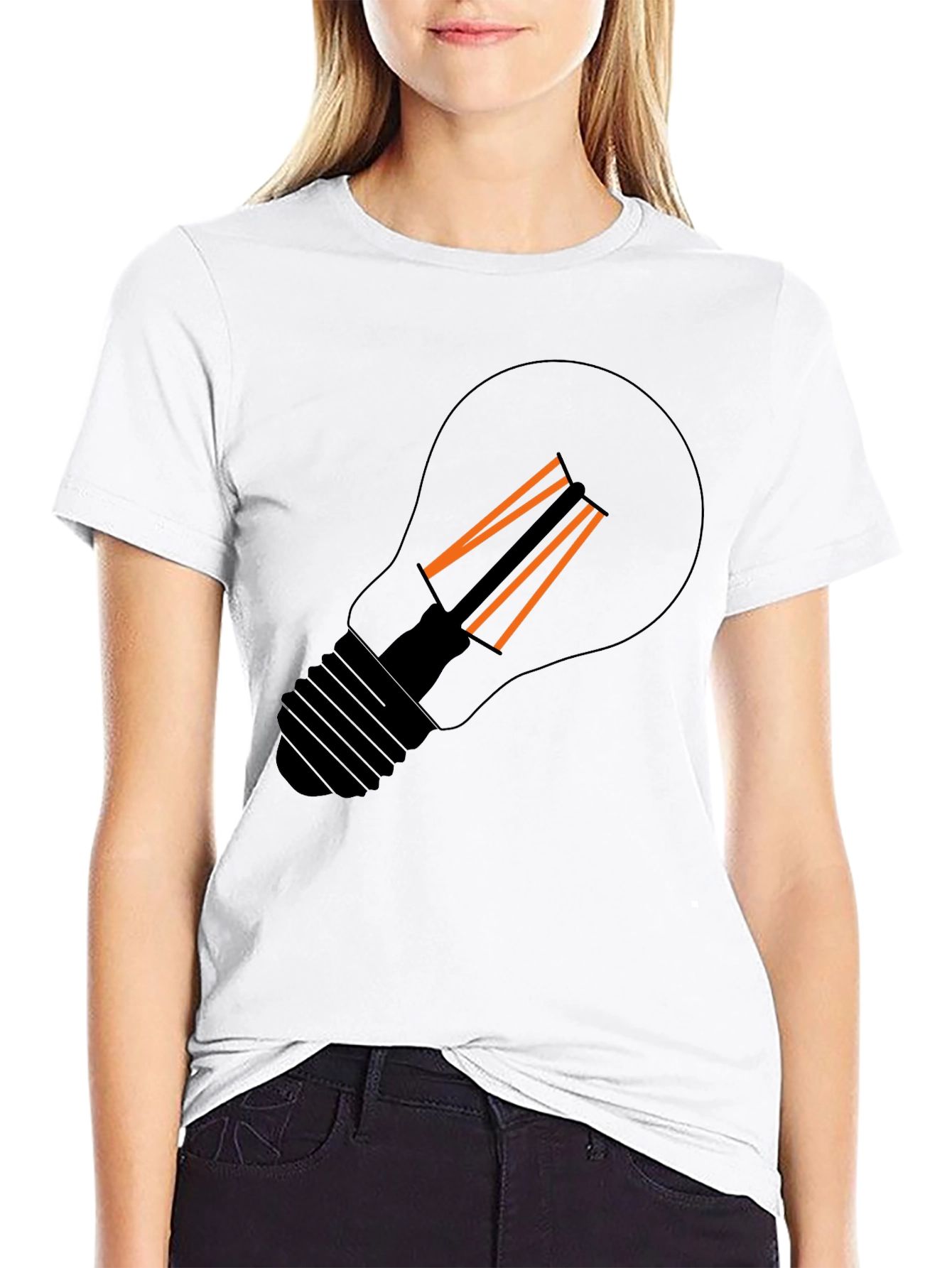 Modern Light Bulb Graphic Tee - Black