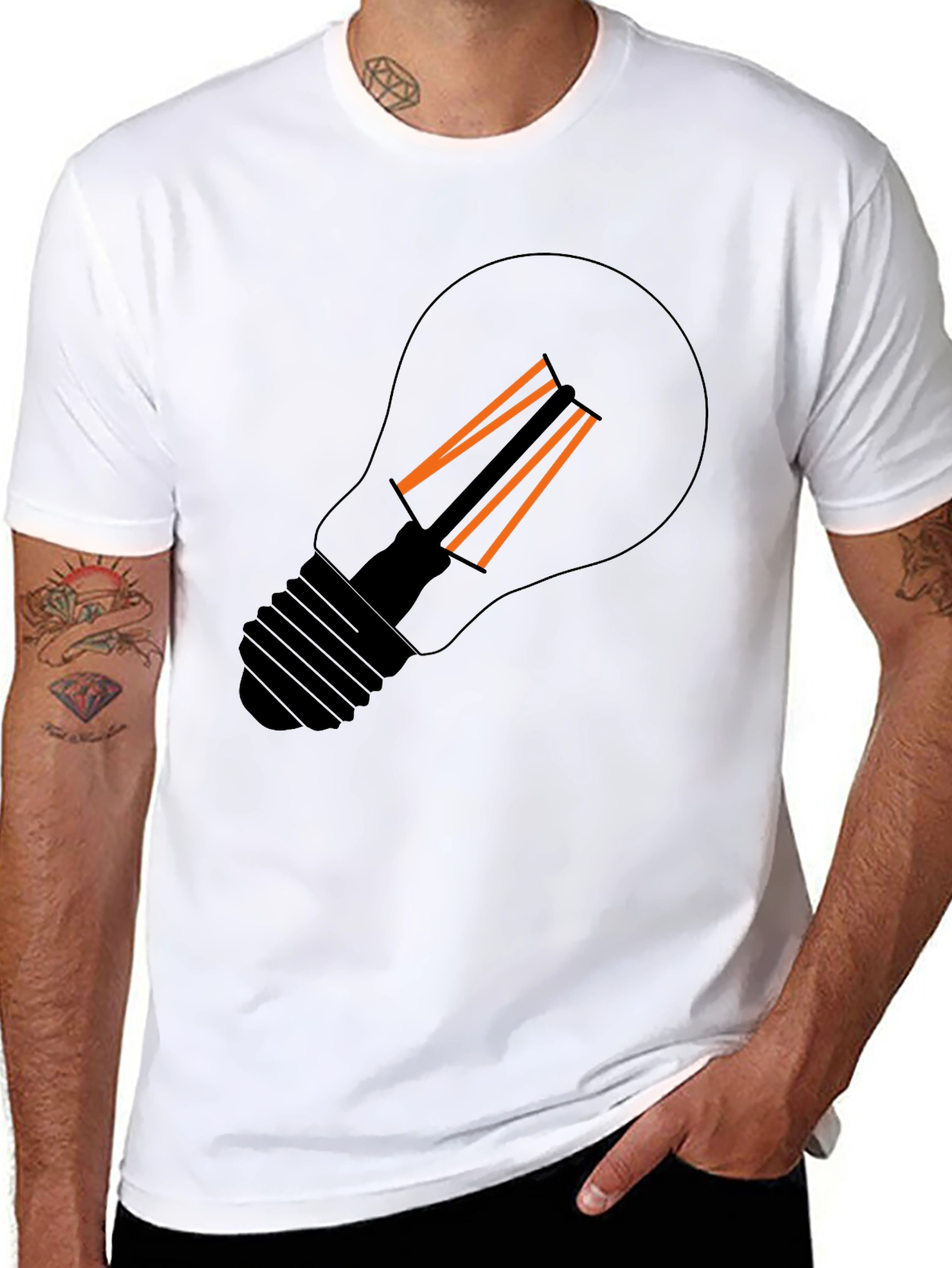 Modern Light Bulb Graphic Tee - Black