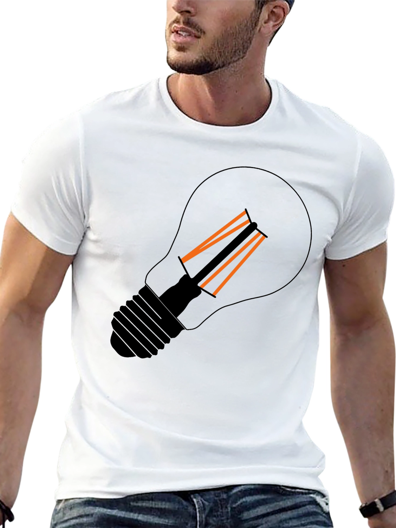 Modern Light Bulb Graphic Tee - Black