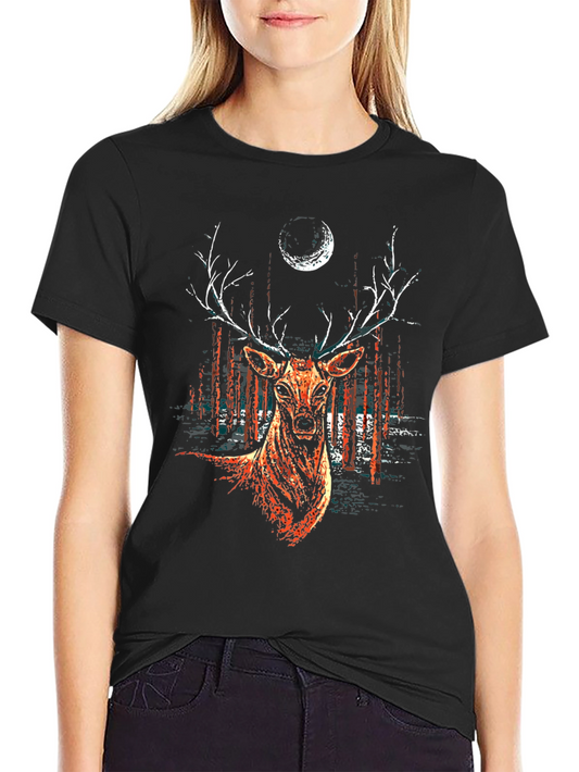 Deer & Moon Graphic Tee - Mens Black T-Shirt