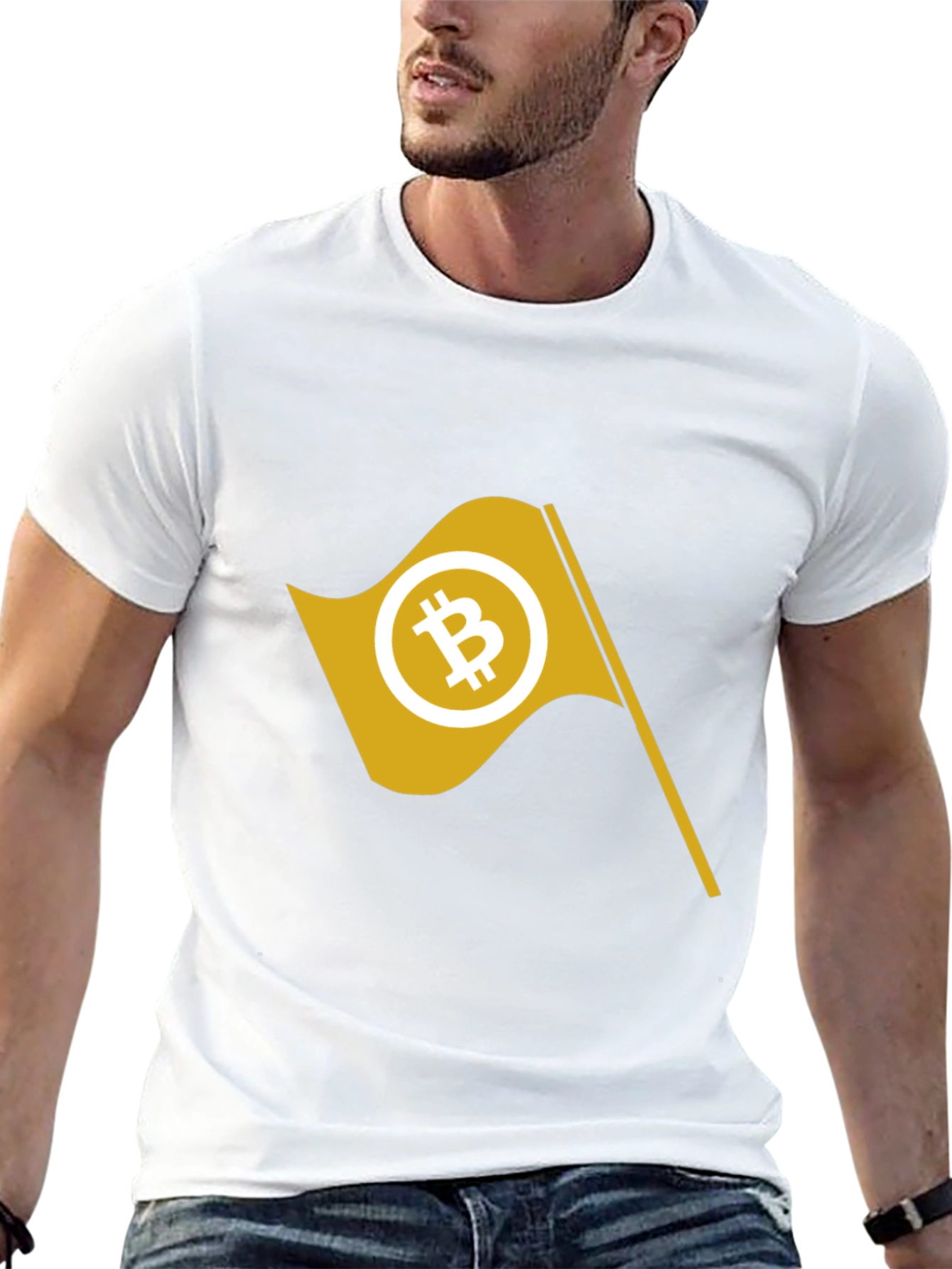Bitcoin Flag Graphic Tee - Crypto Enthusiast Apparel