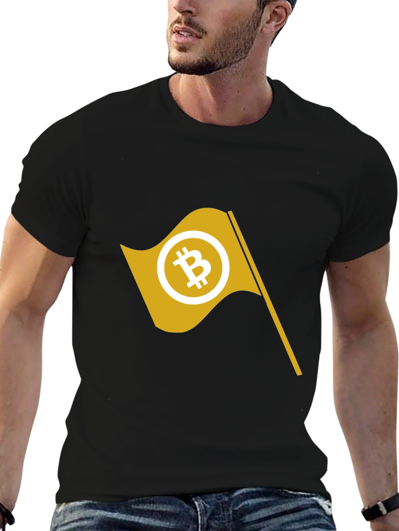 Bitcoin Flag Graphic Tee - Crypto Enthusiast Apparel