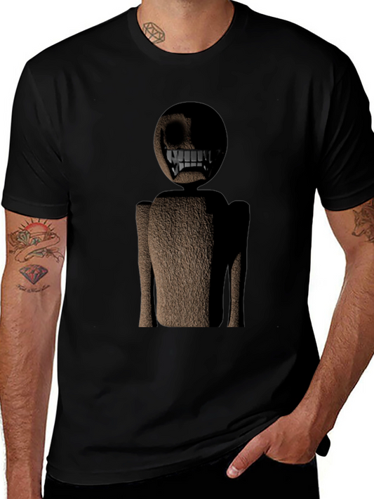 Creepy Grin Character Graphic Tee - Dark Humor Style