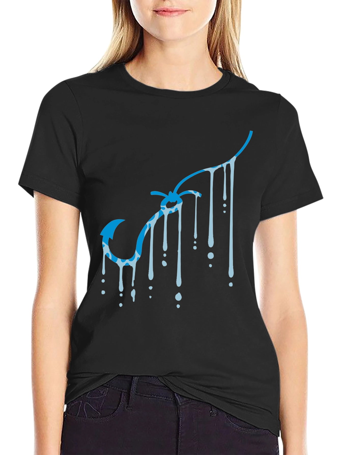 Cool Blue Hook Drip Black Tee