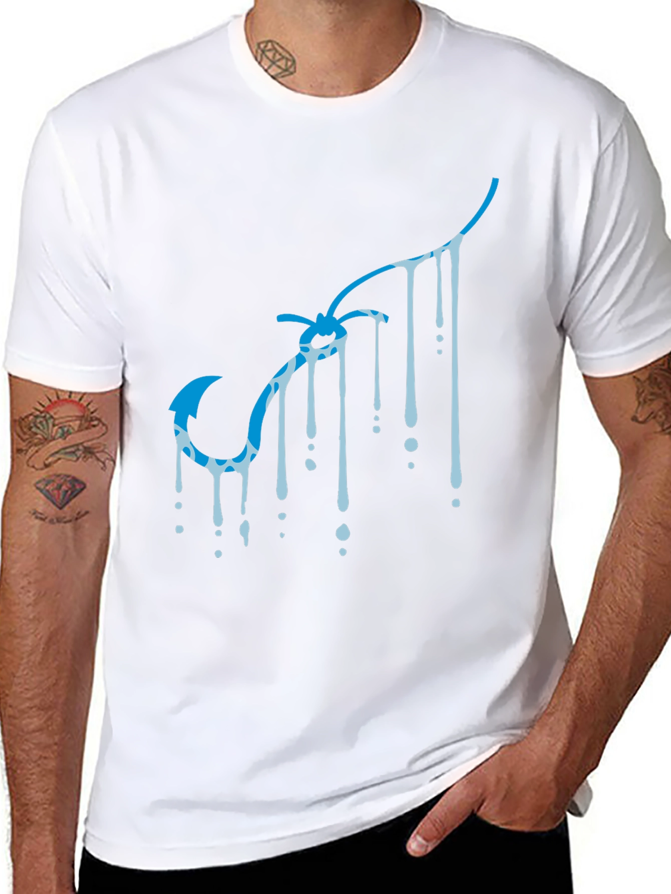 Cool Blue Hook Drip Black Tee