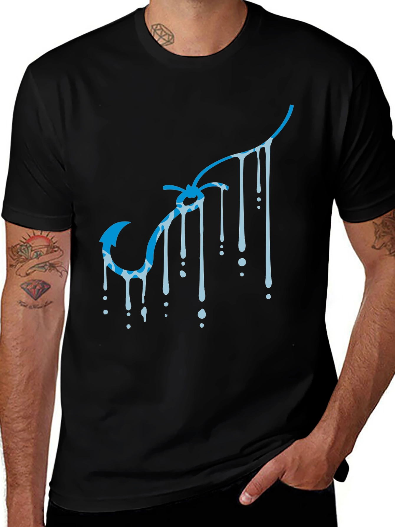 Cool Blue Hook Drip Black Tee
