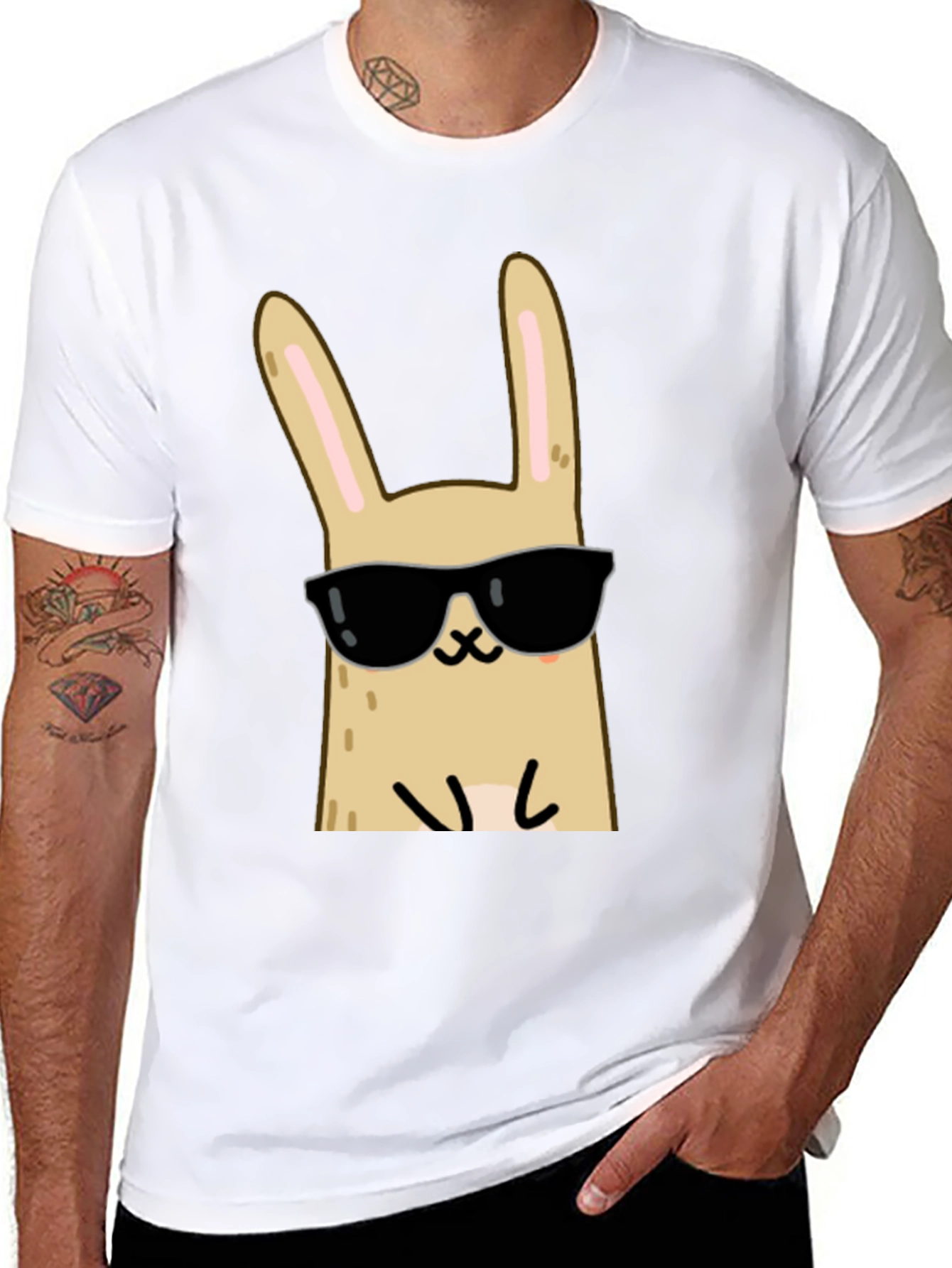 Cool Rabbit Graphic Tee - Unisex Black T-Shirt