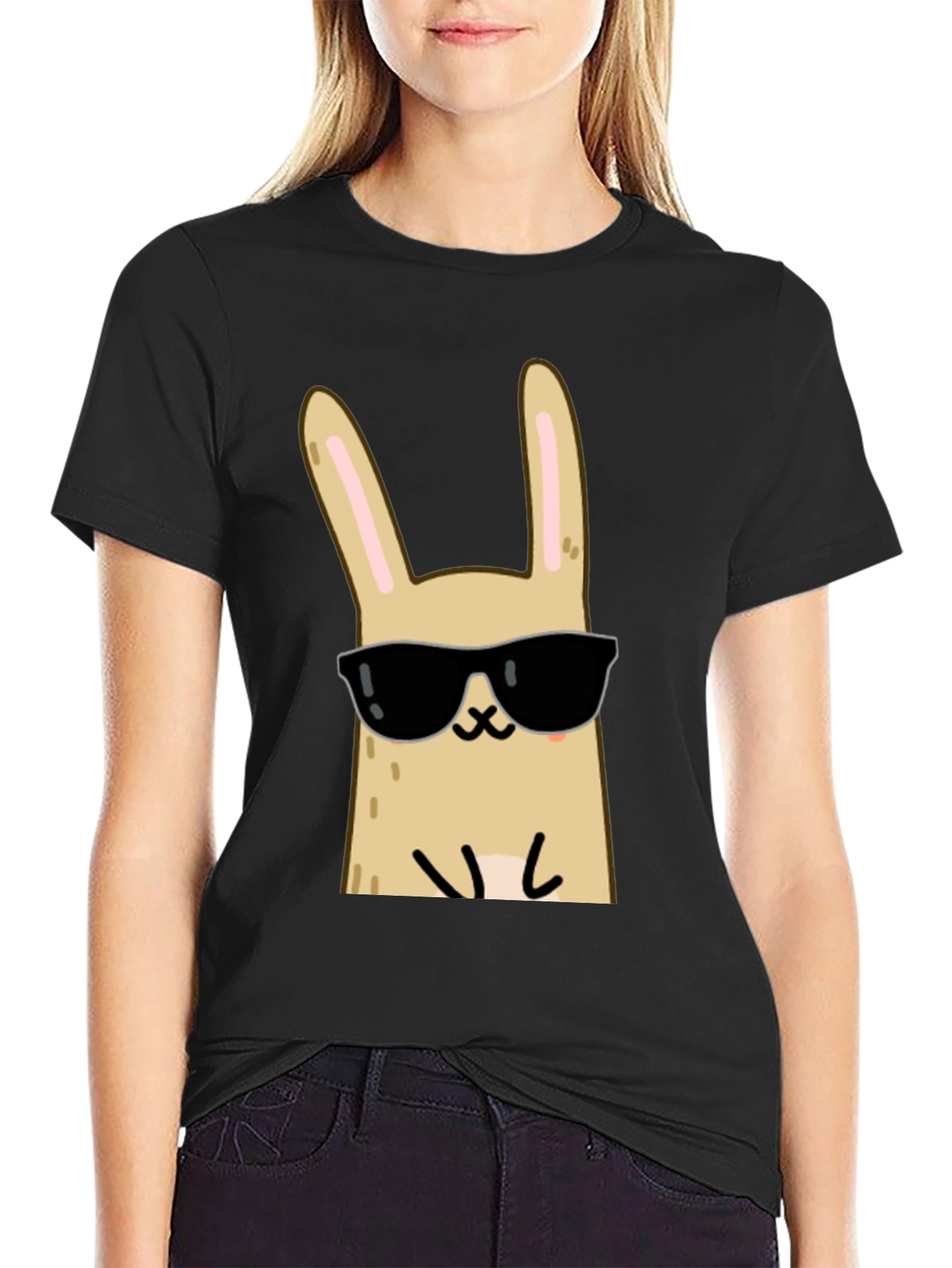 Cool Rabbit Graphic Tee - Unisex Black T-Shirt