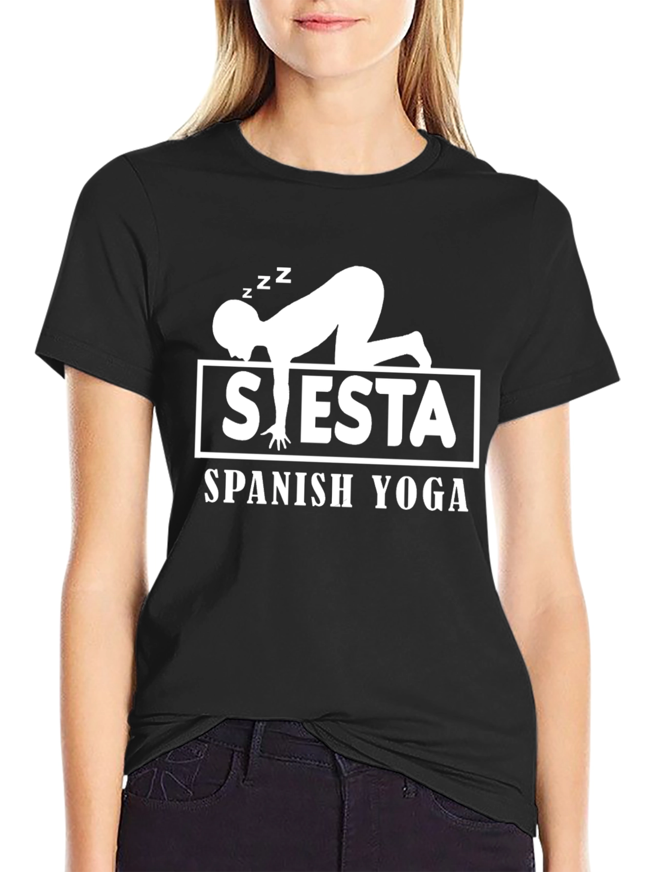 Siesta Spanish Yoga Black T-Shirt