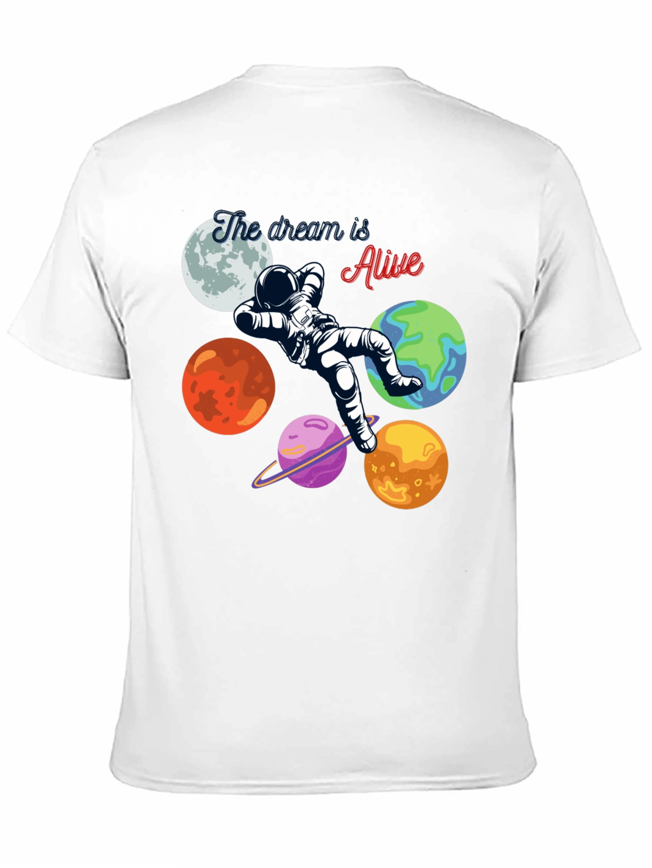 Dream Alive Astronaut Planets Graphic T-Shirt