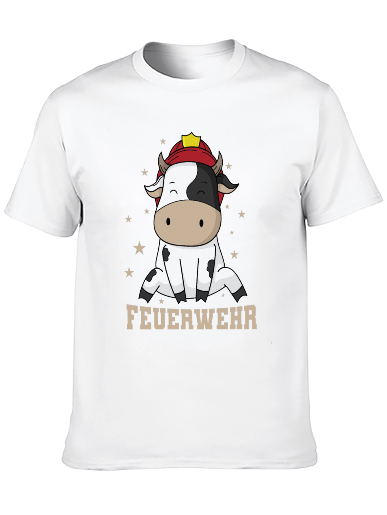 Funny Firefighter Cow Graphic T-Shirt