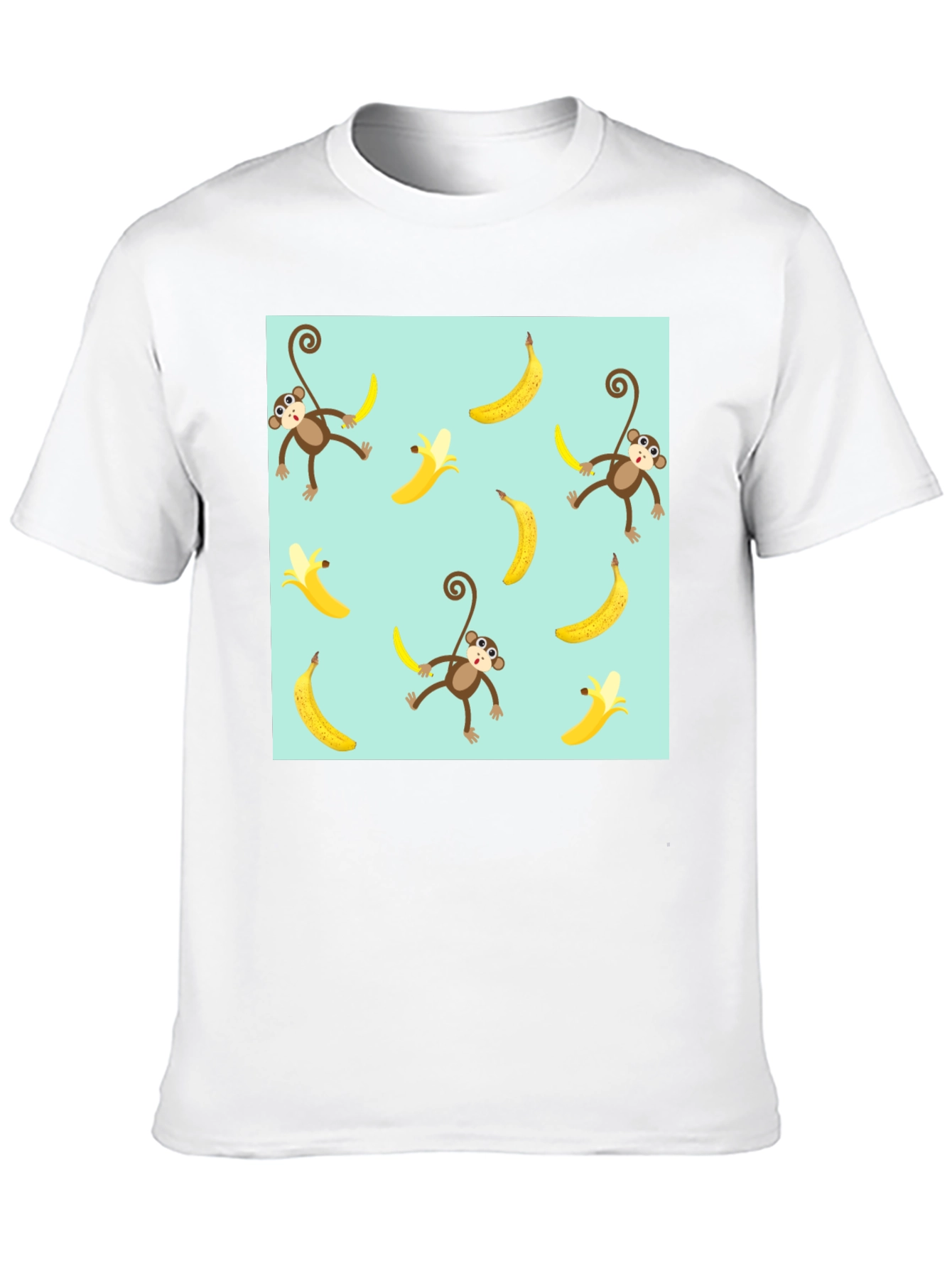 Monkey Banana Pattern Graphic Tee - Mens Black T-Shirt